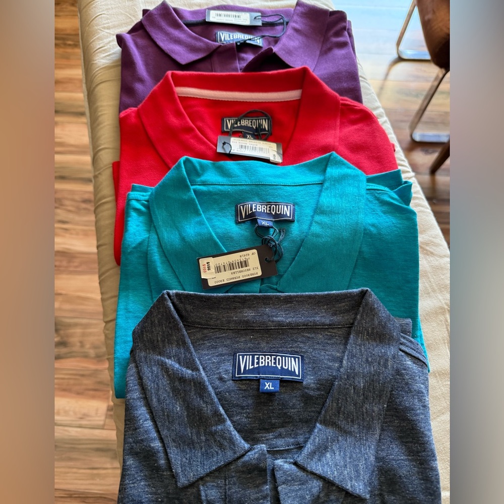 New!! Vilebrequin mens Polo Shirt avail in Red, Teal, Gray, Purple